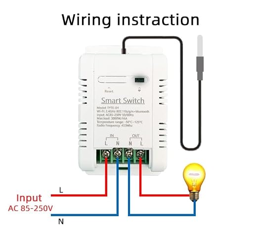 WiFi Smart Waterproof Temperature Controller Sensor Module, Tuya app Wireless Remote 16A Smart Switch with Energy Consumption Monitoring, Compatible with Alexa Google Home