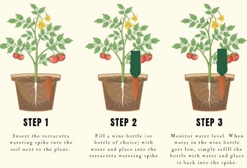 Oasis Terracotta Watering Spikes (6-Pack) – Self Watering Plant Stakes for Wine Bottles | Automatic Slow-Release Watering for Houseplants & Container Plants