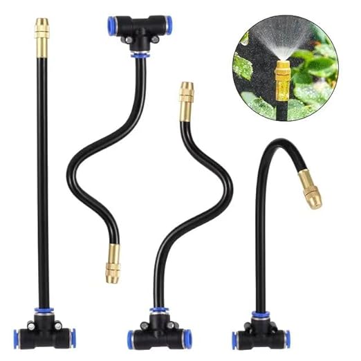 30FT 360° Mist Spray Drip Irrigation System - Garden Watering Kit with 10 Fine Mist Nozzles, Adjustable Atomizing Sprinkler for Greenhouse, Potted Plants, Raised Beds, Yard, 1/4 inch Hose