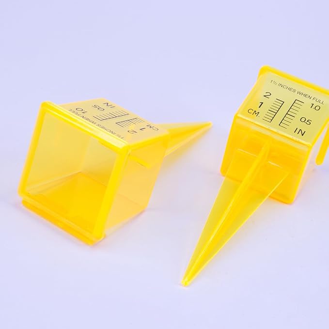 ZORZA Outdoor Rain Gauge Plastic Clear Sprinkler Gauge Rain Measuring Gauge Tool 1.5" Wide Mouth,Bright Yellow,Ideal for Lawn,Yard,Garden,Backyard,Set of 5