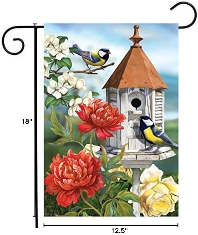 Home Sweet Birdhouse Spring Garden Flag Floral 12.5" x 18" Briarwood Lane