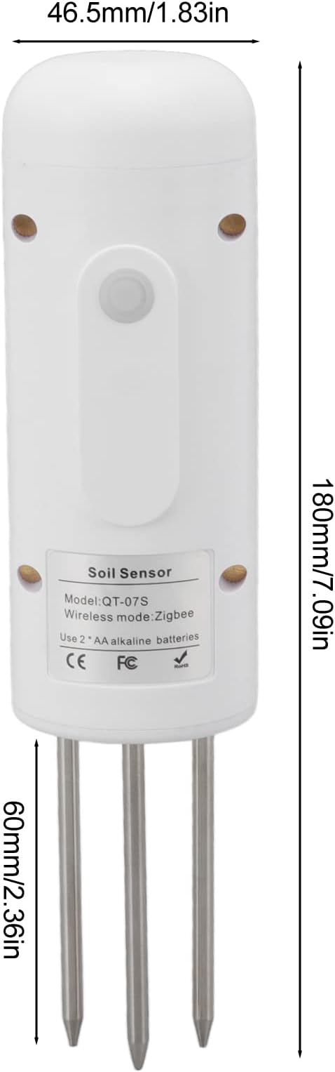 Soil Sensor for z1gbee Gardening, Smart Soil Tester for Accurate Plant Care with Temperature and Humidity Monitoring