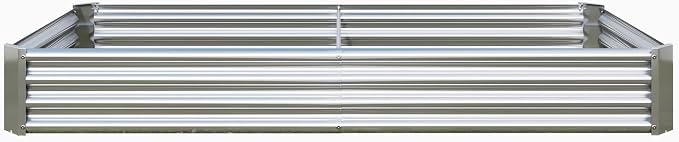 Metal Galvanized Raised Garden Bed Kit, 8 x 4 x 1 ft Galvanized Steel Raised Garden Planter Box Outdoor with Open Base for Growing Vegetables/Flowers/Herbs/Fruits/Succulents, Rectangle, Silver