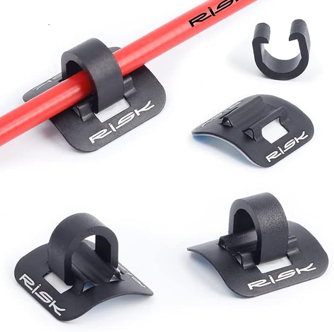 Mtb bike road bicycle c-clips clamps housing hose guide with adhesive seat for brake derailleur shift cables or oil tube, 4 pcs/pack