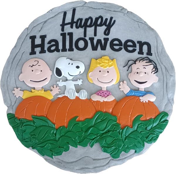 Spoontiques Peanuts Halloween Stepping Stone - Charlie Brown Holiday Decorative Garden Stone for Yard, Patio, Garden or Walkway - Outdoor or Indoor Home Decor