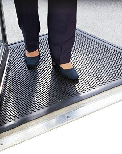 Guardian Clean Step Scraper Heavy-Duty Outdoor Rubber Floor Mat, 3ft x 10ft, Black, Scrapes Shoes Clean of Dirt, Snow, and Grime