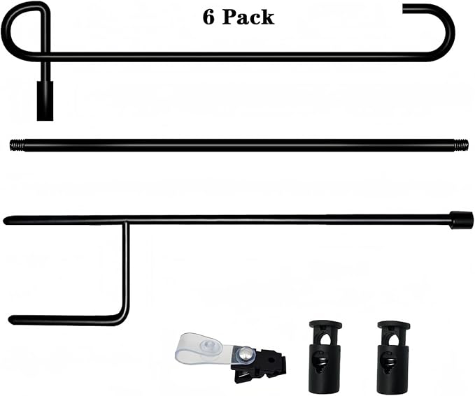 Garden Flag Pole Stand Holder, 6 Pack Garden Flags for Outside with Flag Stopper and Clip Waterproof Powder-Coated Paint for Flag Pole Holder for Outside House,Yard Flags for Outside