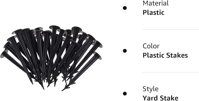 50 Pack 4.5 Inch Plastic Garden Stakes, Heavy Duty Landscape Anchoring Spikes for Weed Fabric, Tarp, Tent, Edging & Ground Fixing, Black