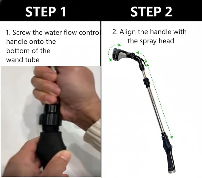 Garden Telescoping 23-30 Inches 8-pattern Water Wand, Pistol Hose Nozzle, Thumb Grip Sprayer, Soft Grip