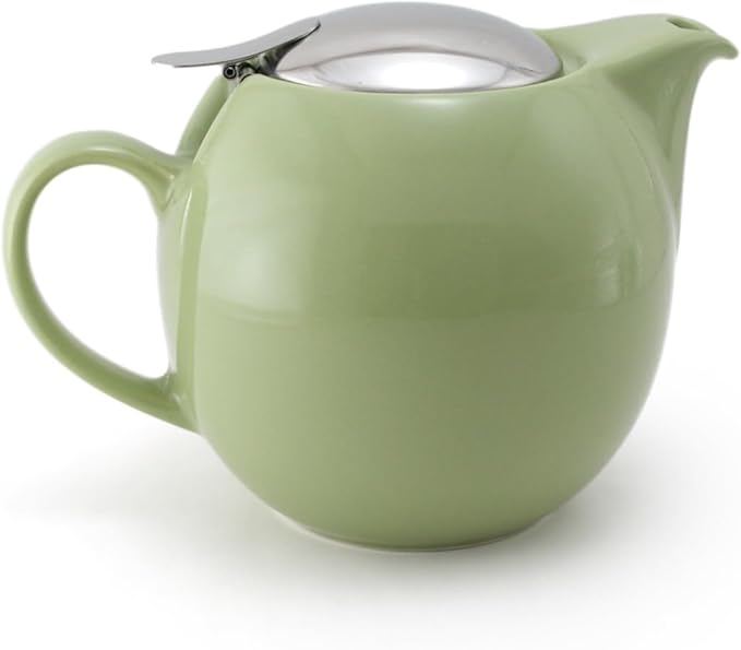 Zero Japan Bee House Round Teapot For One, 24 Oz - Ceramic Tea Pot with Stainless Steel Lid and Infuser, Smooth-Pour Spout, Diswasher and Microwave Safe Tea Pots (Artichoke)