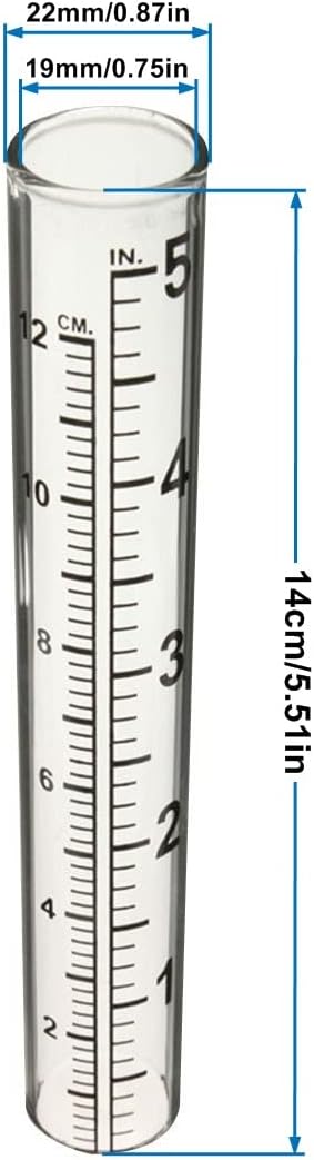 5" Capacity Rain Gauge Glass Replacement Tube for Yard Garden Outdoor (Set of 2)