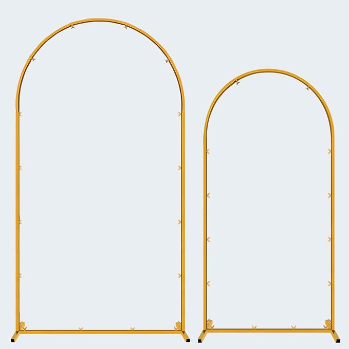 Hemmotop Arch Backdrop Stand Set of 2, 7.2ft & 6ft Metal Arch Frame with Ground Stakes for Party, Ceremony, Bridal Shower, Birthday, Photo Booth, Garden Decoration, Baby Shower