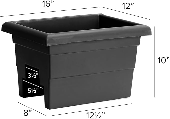 Root & Vessel Countryside Rail Planter, Black, 16"