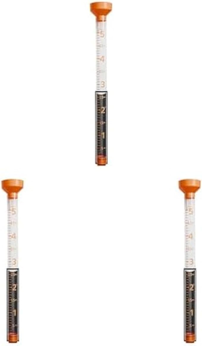 Taylor Jumbo Rain Gauge, Measure and Monitor Precipitation, Easy to Read for Backyard, Patio, Garden, and Lawn, 5-inch, Orange (Pack of 3)