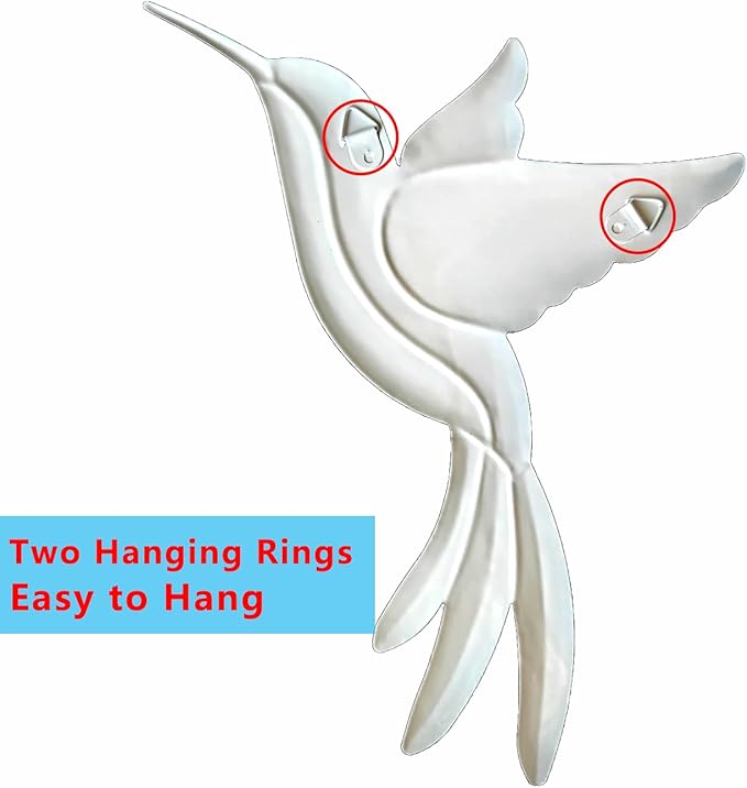 Metal Hummingbird Wall Decor - 4 Pcs Outdoor Fence Birds Art Decoration Hanging Decorations for Garden Yard Patio Balcony Exterior