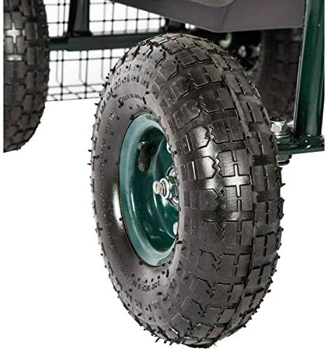 KINTNESS Garden Cart Seat Rolling Scooter Wagon with Extendable Steering Handle Swivel Seat & Utility Basket (Green