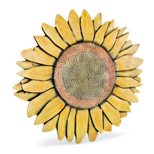 NAT & Jules Sunflower Shaped Dimensional Indoor Outdoor 12 inch Cast Resin Decorative Garden Stepping Stone, Patio, Walkway Sculpture Yard Art, Colorful Yellow