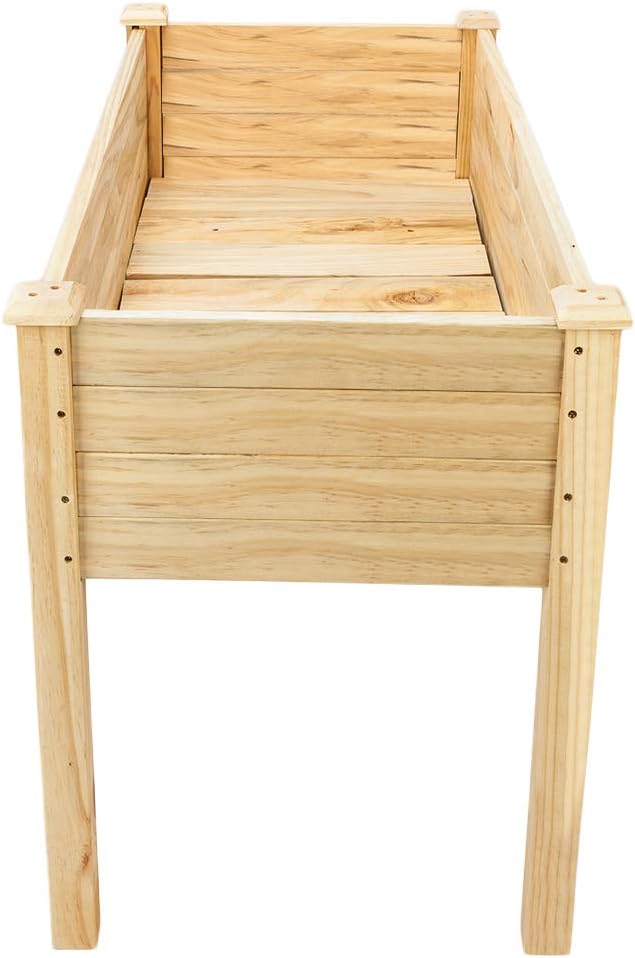 VINGLI 48.5"x22.5"x30" Wood Elevated Raised Garden Bed with Bed Liner, Heavy Duty Planter with Legs for Vegetables Fruits Potato Onion Flower, Outdoor Sturdy Long Lasting Planter Box