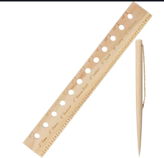 Plant Spacer Folding Ruler,Wooden Plant Ruler,Seeder Spacer Tool with Holes,Planting Ruler for Accurate Seed Spacing,Seeding Garden Template for Outdoor Raised Bed Gardening and Vegetable (1)