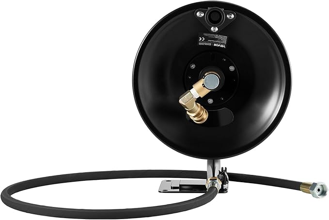 VEVOR Pressure Washer Hose Reel, 50 ft x 3/8 inch Heavy-Duty Steel Bracket-Mounted Pressure Hose Reel, Wall/Floor/Truck Mount, 4000PSI Max, Manual Power Hand Crank for Car/Floor Washing,Garden