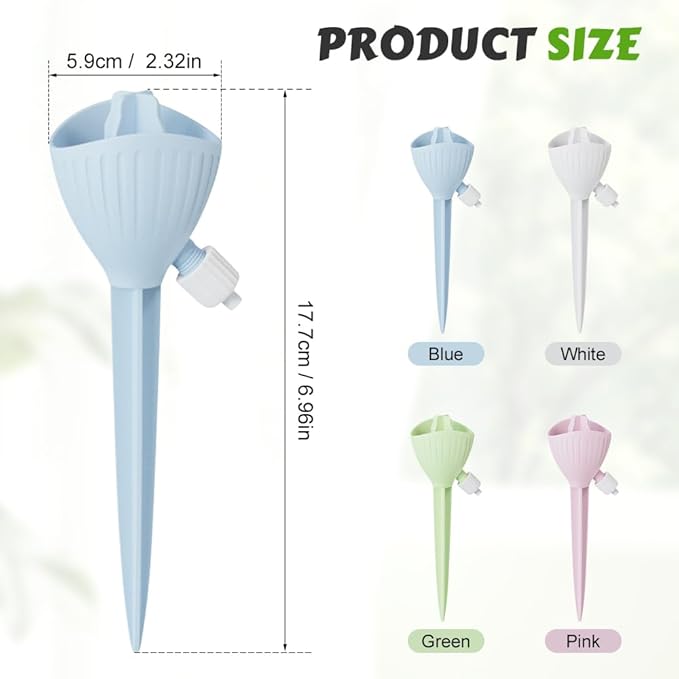 Self Watering Spikes, 4/8 Pack Automatic Plant Waterer with Adjustable Valve, Drip Irrigation Stakes for Indoor & Outdoor Plants, Self Watering Insert Devices for Garden, Vacation (8, White)
