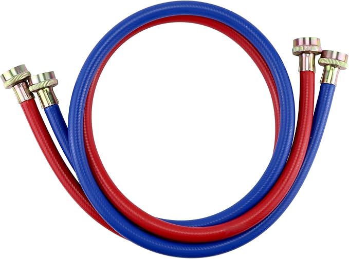 6FT Washer Water Line/Rubber Washing Machine Hoses 6FT,Universal Washing Machine Hose/Washer Water Line for Hot and Cold(2 Packs) with 3/4" Connection Water Supply Lines-by MIFLUS 10 YEARS WARRANTY