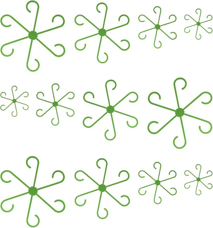 12-Pack Indoor Plants Support Stakes, 4 Sizes Climbing Houseplant Stem Supports, Reusable Plastic Stem Holders for Money Plant Monstera Pothos Climbing Vines Vertical Growth & Airflow (Green)