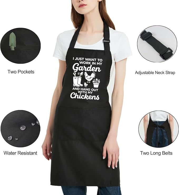 Funny Gardening Apron for Women with Pockets, Garden Gifts for Gardener Plant Lover Mom Grandma Birthday