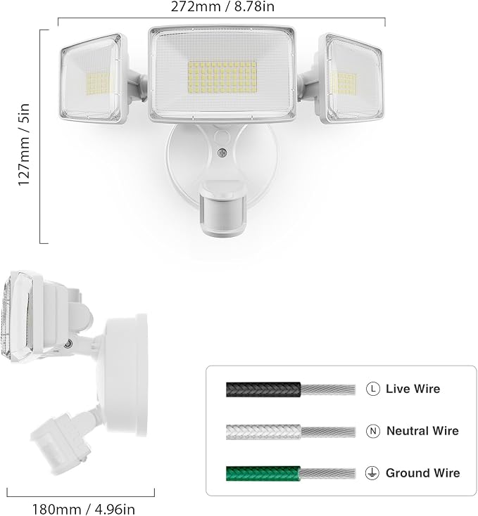 Onforu 100W LED Motion Sensor Outdoor Lights, Dusk to Dawn Flood Light Outdoor Motion Sensor, Hardwired Security Lights Floodlights Outside 11000LM 6500K Daylight IP65 Waterproof (White)