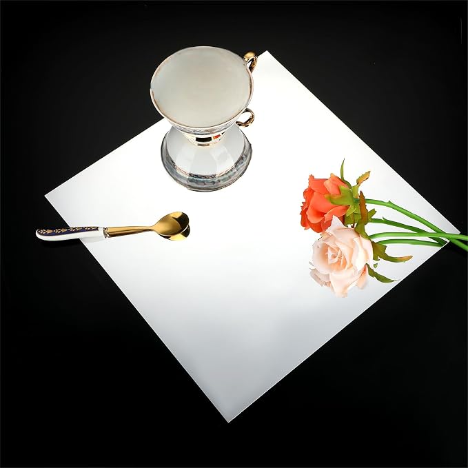 Zonon Flexible Mirror Sheets Self Adhesive Non Glass Mirror Tiles Stickers for Home Wall Decor(10 Pieces,12 x 12 Inches)