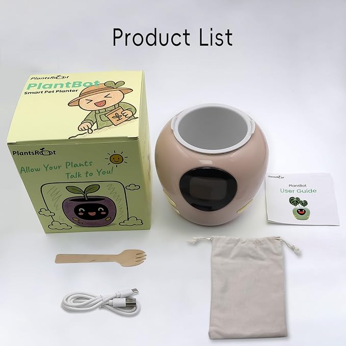 Smart Plant Pot with Expression, AI Intelligent Flower Pot for Indoor Decoration, Smart Garden Pot with Water/Light/Temperature Sensors, Ivy AI Planter (Pink(Big))