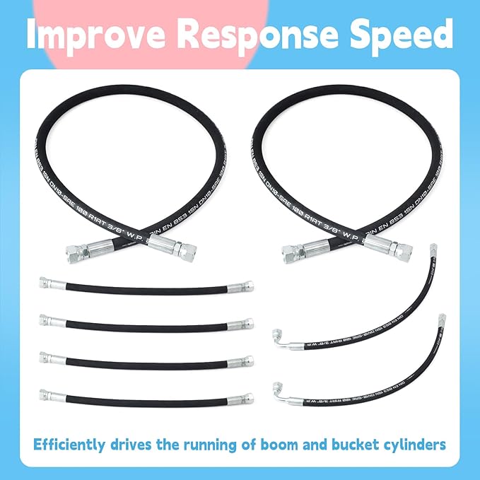 7J303-76610 75535-66620 7J999-95562 Hydraulic Hoses Kit Compatible with Kubota LA350a LA401 LA402 LA402-1 Front Loader, Include Boom & Bucket Cylinder Hoses