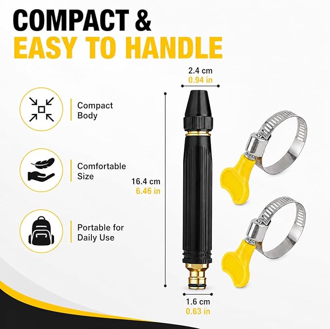 High Pressure Hose Nozzle High Pressure Car Wash Water Gun Garden Hose Sprayer High Pressure Hose Nozzle, Adjustable Spray Patterns for Car Washing and Outdoor Cleaning