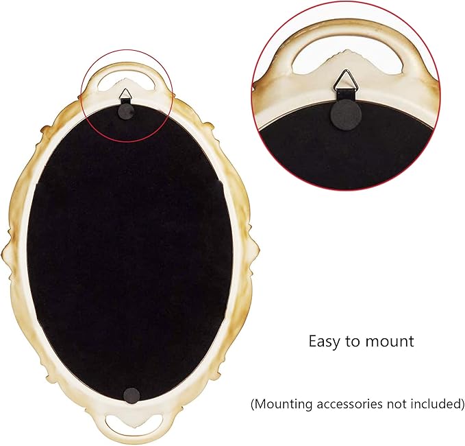 Eaoundm 14.5 x 10 inchs Smallest Oval Antique Decorative Wall Mirror Vintage Hanging Mirror (Gold)