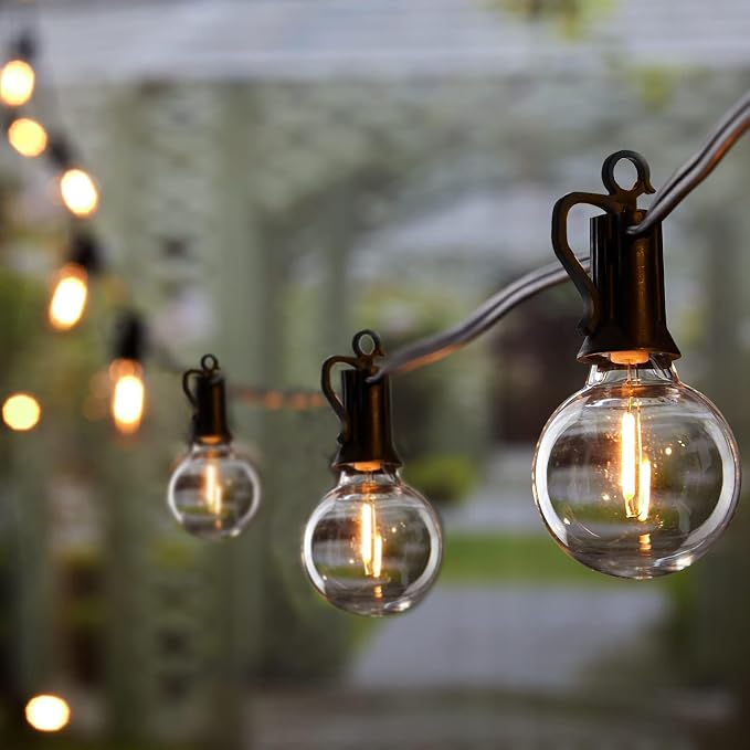 Brightown Outdoor String Lights, 50FT 25 G40 Bulbs Shatterproof Patio Lights, IP65 Waterproof Dimmable Hanging Connectable Globe LED Outdoor Lights for Christmas, Backyard, Bistro, Porch