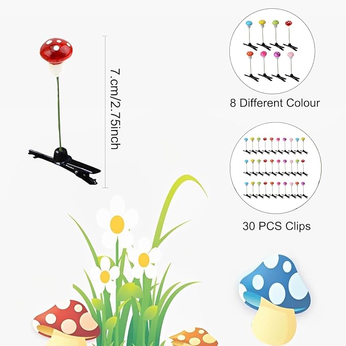30 Pcs Bean Sprout Hair Clips Mixed Style Plant Hairpins Flower Plant Hair Clip Little Grass Barrette Butterfly Headwear Hair Accessories for Women Girl School Home Party Christmas