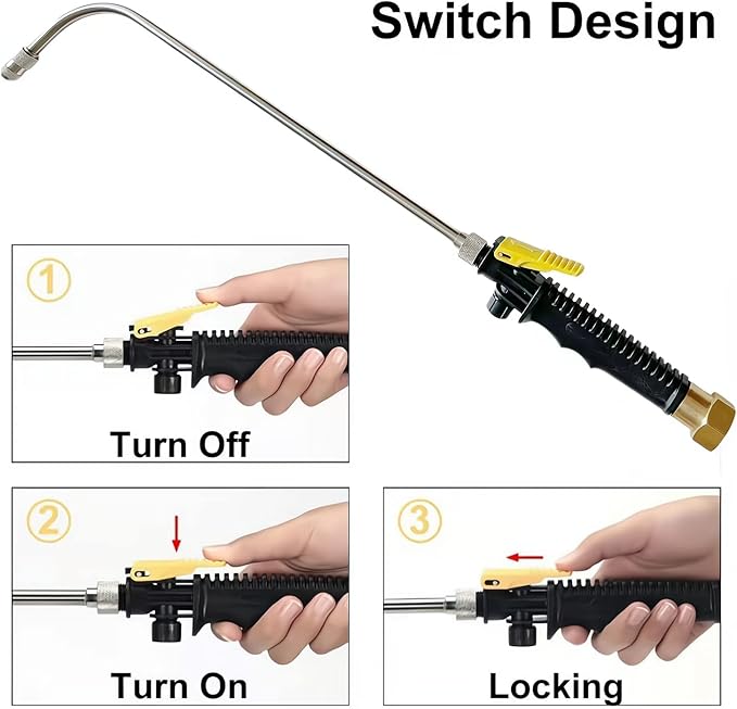 Watering Wand For Hanging Baskets, Garden Hose Sprayer With Adjustable Nozzle, Car Pet Window Cleaning Tool, Great For Watering Seedbeds, Hanging Plants, Deck Plants. (Upgrade 90-degree curved nozzle)