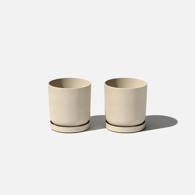 Veradek Mason Series Lima Planter - Round Planter for Indoor or Outdoor Porch/Garden | Made from Plastic-Stone Composite with Drainage Holes | Modern Décor for Succulents, Flowers, Small Plants
