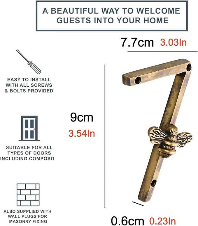 Aimery Bee House Number Sign, Classical Style 0-9 Metal, 3.5 inch for Outside, Motels,Address Numbers for House, Mailbox(Gold,7)