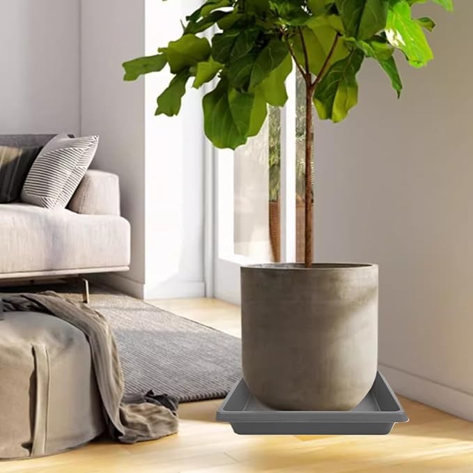 Square Plant Saucer 10 Inch 2 Pack, Plant Drip Trays and Flower Pot Saucers,Doubles Plant Water Catcher Tray, Plant Trays for Indoors No Holes, Plant Drainage Tray Saucers for Potted Plants