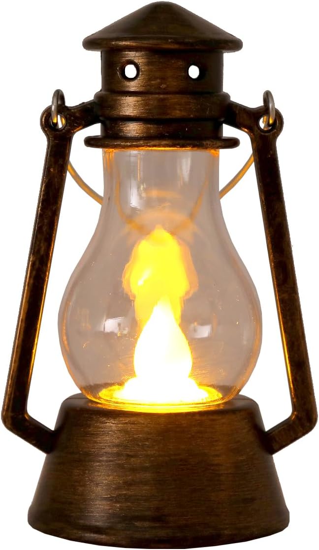 Mini Vintage Lantern Decor 12-Pcs LED Small Lanterns Indoor Decorative Outdoor Hanging Lantern Decorative Candle Lanterns Farmhouse Decor for Wedding Centerpiece,Halloween,Christmas Decorative