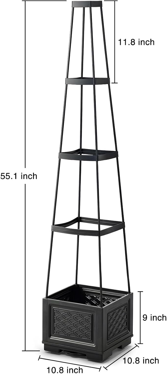 Tomato Planter with Wheels, 57" Self Watering Raised Garden Bed with Tomato Cage & Trellis for Light Climbing Plants, Cherry Tomatoes, Clematis, Herbs, Indoor & Outdoor Gardening for Patios, 1 Pack