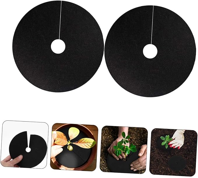 LIOOBO 30Pcs Non Woven Fabric Control Mat Garden Protection Disc for Cabbage Breathable Root Barrier Sheet Tree Mulch Mat