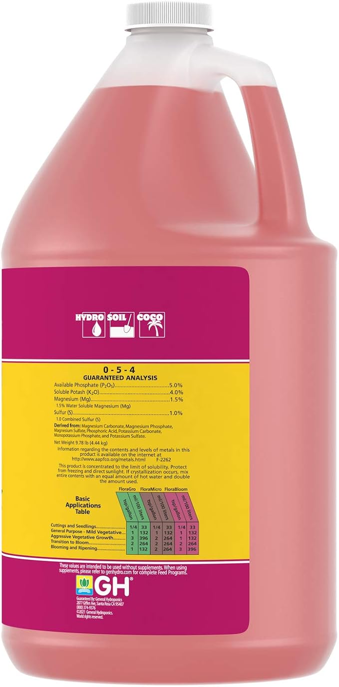 General Hydroponics 718015 FloraBloom, 1 Gallon, Magenta