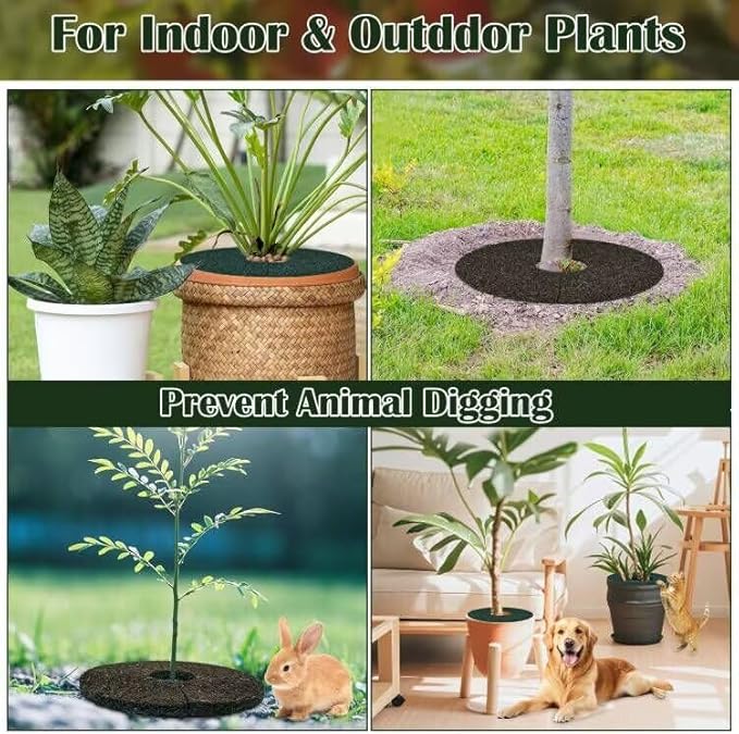 2pcs Double Side Rubber Tree Mulch Ring, 12In Heavy Duty Recycled Rubber Mulch Mat Natural Look Tree Root Protector Mat Reversible Round Tree Ring for Prevent Animal Dig, (Green Brown)