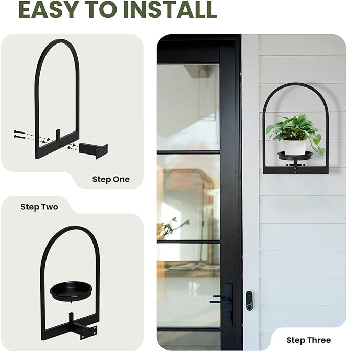 Wall Planters for Indoor Plants Shelves Set of 2, Hanging Planter for Indoor Plant Stand Plants Wall Decor - Premium Metal Hanging Plant Holder (Semi-Round)