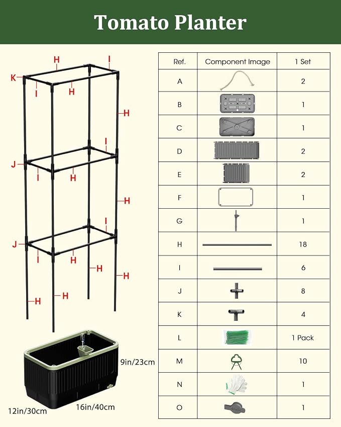 Self Watering Tomato Planter with Trellis, Rectangular Tomato Cages Trellis for Raised Garden Bed, Tomato Planters Box for Garden Pots Patio Indoor Outdoor (Rectangular, 1PC)
