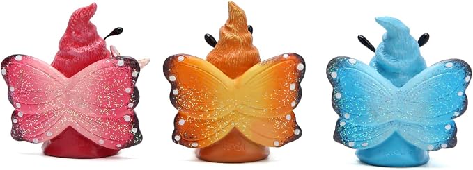 Hodao Spring Butterfly Gnomes Decorations Indoor Home Decor Scandinavian Tomte Elf Decor Gifts 3pcs Summer Resin Butterfly Elf Dwarf Kitchen Tiered Tray Decor