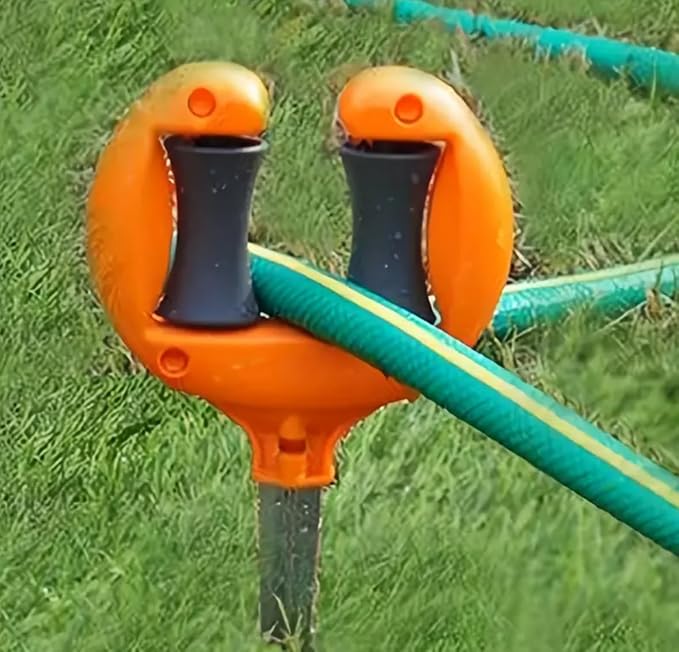 Heavy-Duty Garden Hose Guide Stake – 360° Smooth-Rolling Hose Roller with Anti-Rust Metal Spike | Protect Plants & Prevent Tangles | for Watering, Car Washing (Orange)