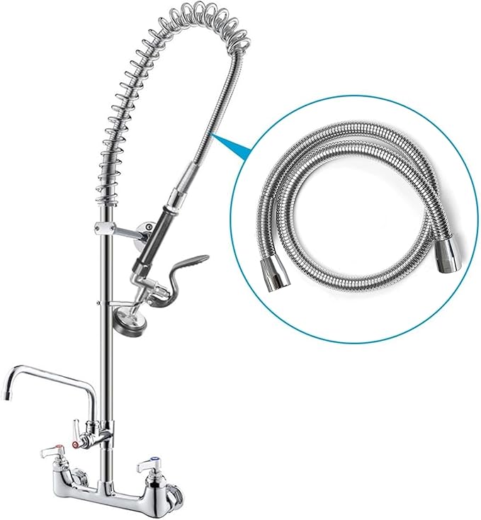 CWM Stainless Steel Hose for Commercial Kitchen Sink Faucets Flexible Hose Replacement (38 inch)